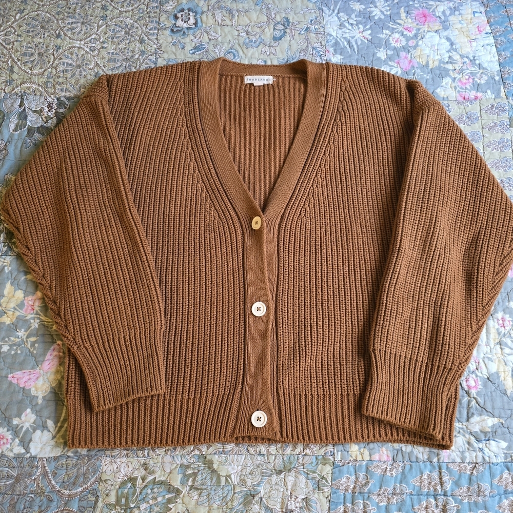 Tradlands Shelter Cotton Cardigan Burnt Sienna Women's Size Medium